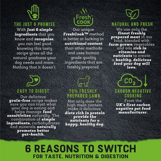 Just 6 Lamb with Vegetables & Gravy Complete Grain-Free Wet Dog Food 8 x 380g